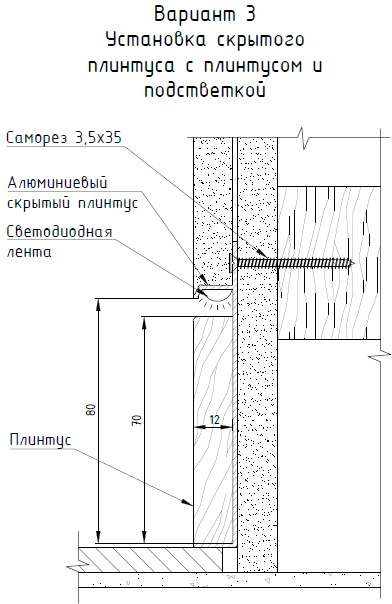 Плинтус скрытого монтажа алюминиевый анод золотой