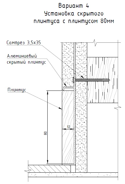 Теневой плинтус чертеж